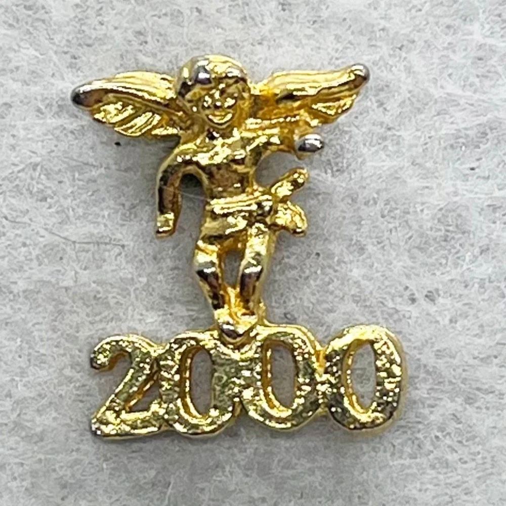 🔮 5/$25 Vintage 2000 Gold‎ Tone Angel Pin